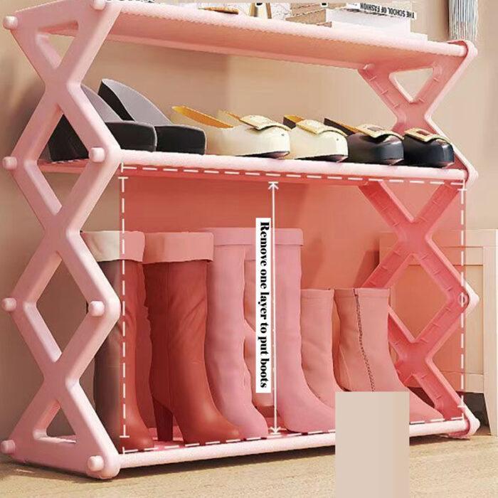 4 Layers X-Type Foldable Fashion Shoe Organizer Stand - Image 5