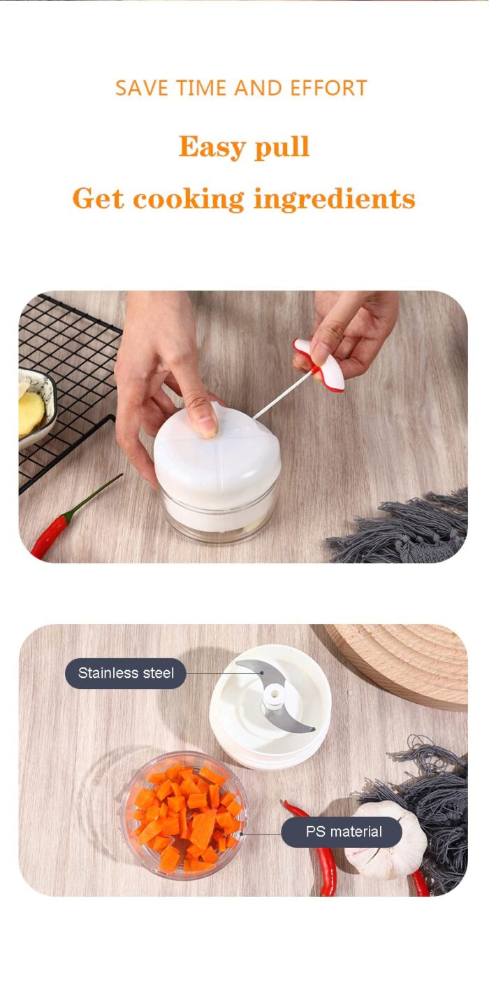 Mini Food Garlic Vegetable Grinder Chopper Multi-Function Manual Food Processor - Image 6