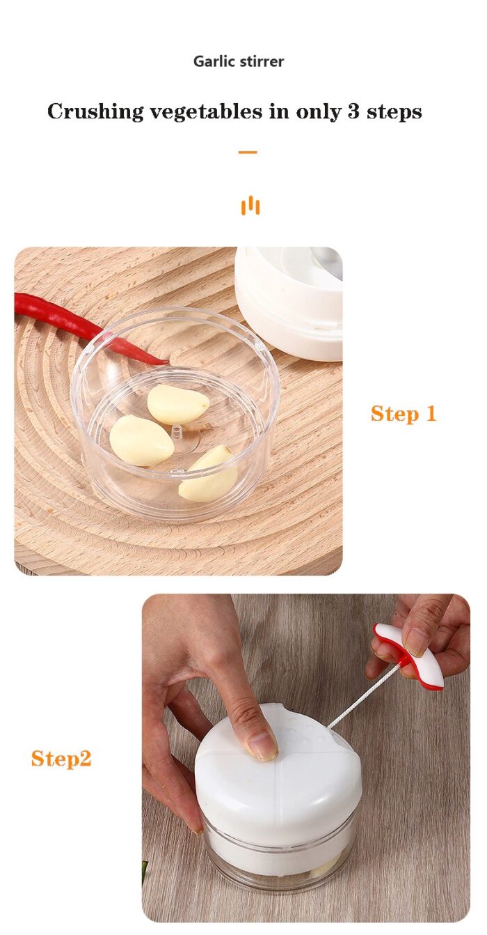 Mini Food Garlic Vegetable Grinder Chopper Multi-Function Manual Food Processor - Image 3