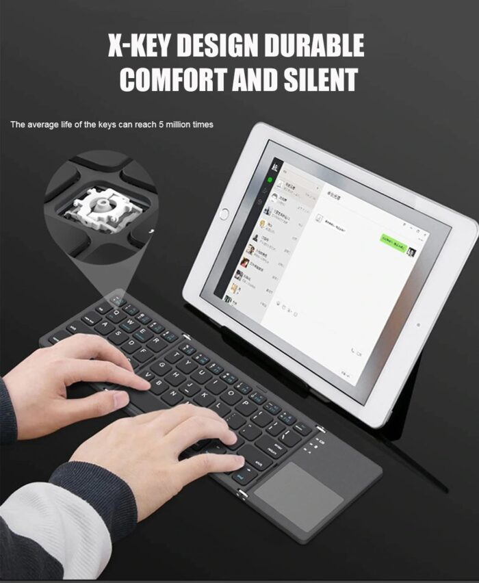 BT-033 Mini Folding Keyboard Touchpad Bluetooth 3.0 Wireless Keypad For Windows Android Ios - Image 9