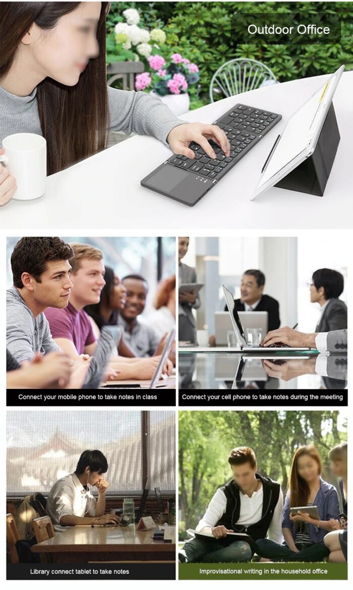 BT-033 Mini Folding Keyboard Touchpad Bluetooth 3.0 Wireless Keypad For Windows Android Ios - Image 8