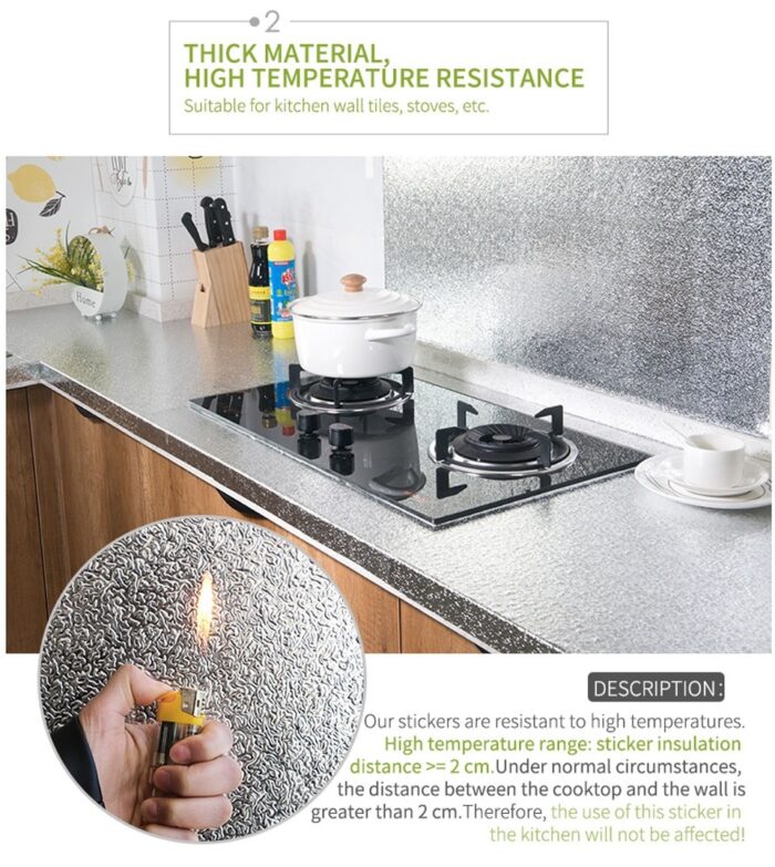 40 X 200cm Kitchen Oil-Proof Waterproof Stickers Aluminum Self Adhesive Wall Sticker - Image 6
