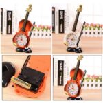 Creative Table Clock Student Violin Home Decor Fiddle Quartz Alarm Clock - Image 8
