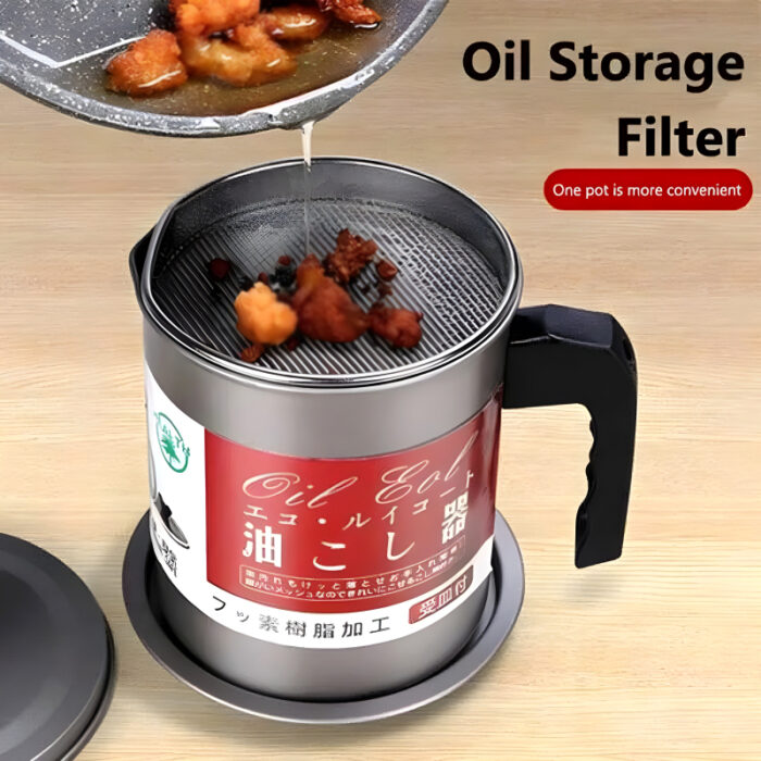 Stainless Steel 1.4-Liter Cooking Oil Strainer Pot with Filter and Thick Chassis for Efficient Grease Filtration - Image 12