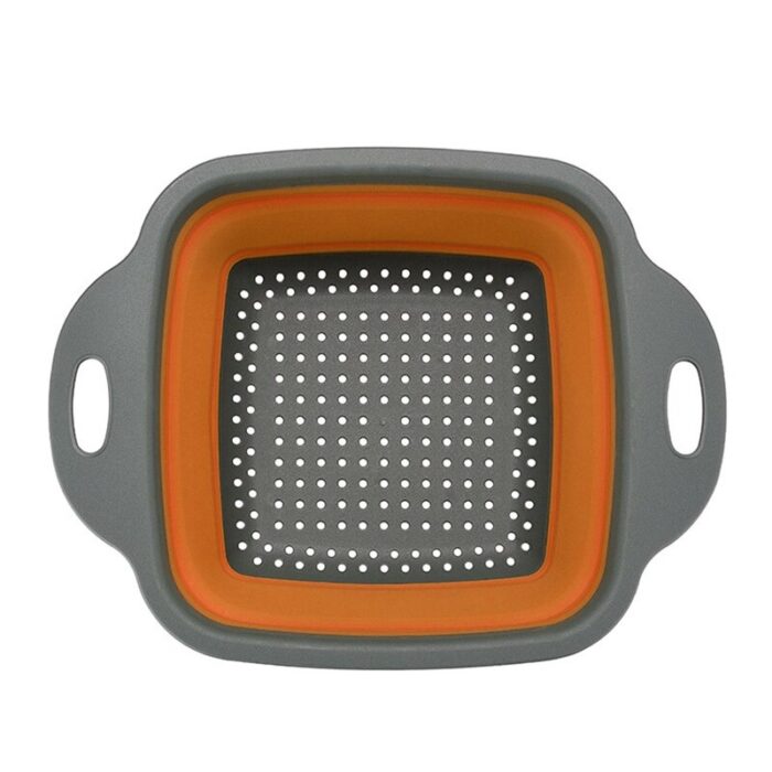 Foldable Silicone Square Drain Basket Collapsible Kitchen Organizer Fruit Vegetable Strainers - Image 5