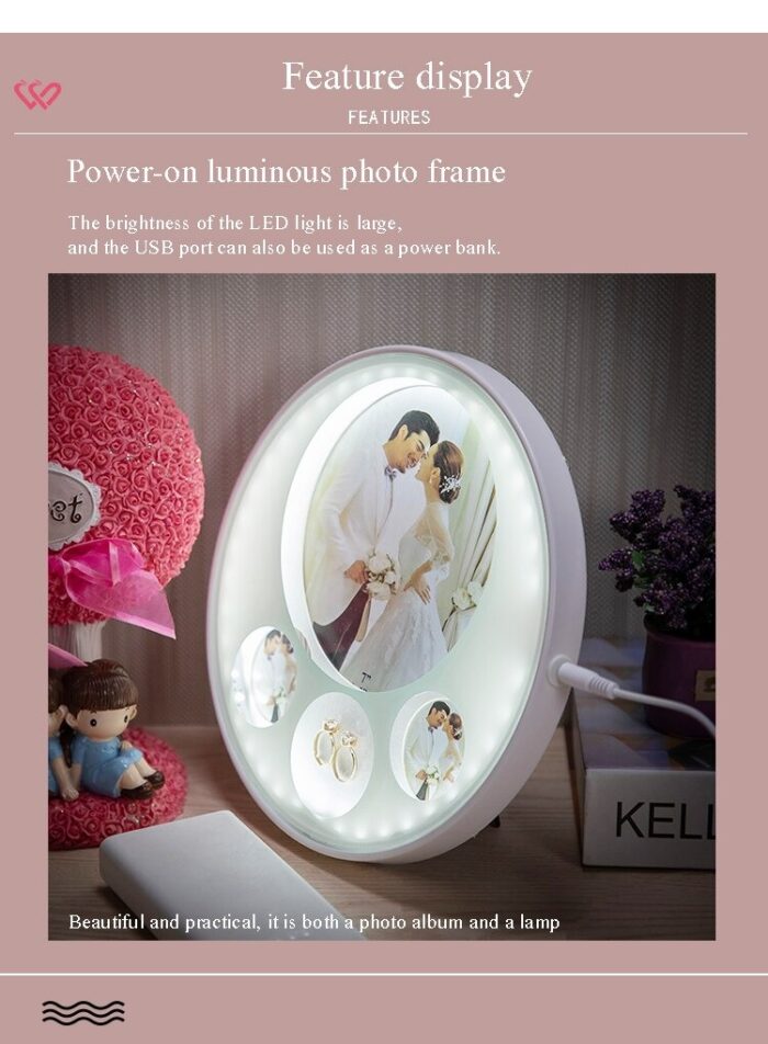 European Acrylic Photo Frame 7 Inch Photo Wall Photo Room Home Decoration With Light - Image 7