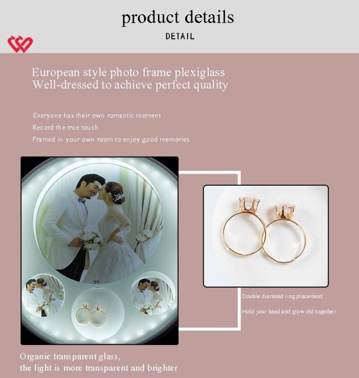 European Acrylic Photo Frame 7 Inch Photo Wall Photo Room Home Decoration With Light - Image 8