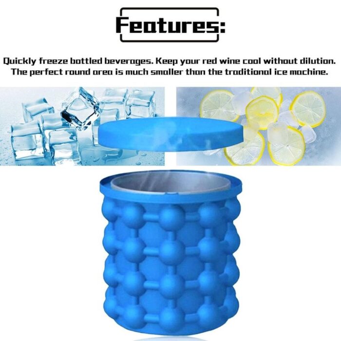 Lattices Silicone Ice Bucket Ice Cooler Cube Maker Cabinet Space Saving Kitchen Tool - Image 6
