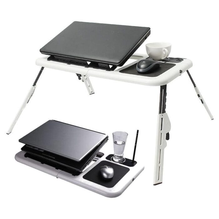 Multi-Function Folding Laptop Desk Table Laptop Stand Holder With 2 USB Cooling Fans Mouse Pad For Bed - Image 1