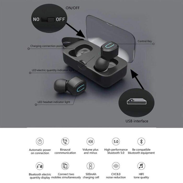 T18S Wireless Earbuds Bluetooth 5.0 TWS Mini Headset Stereo Earphones Android ISO - Image 13