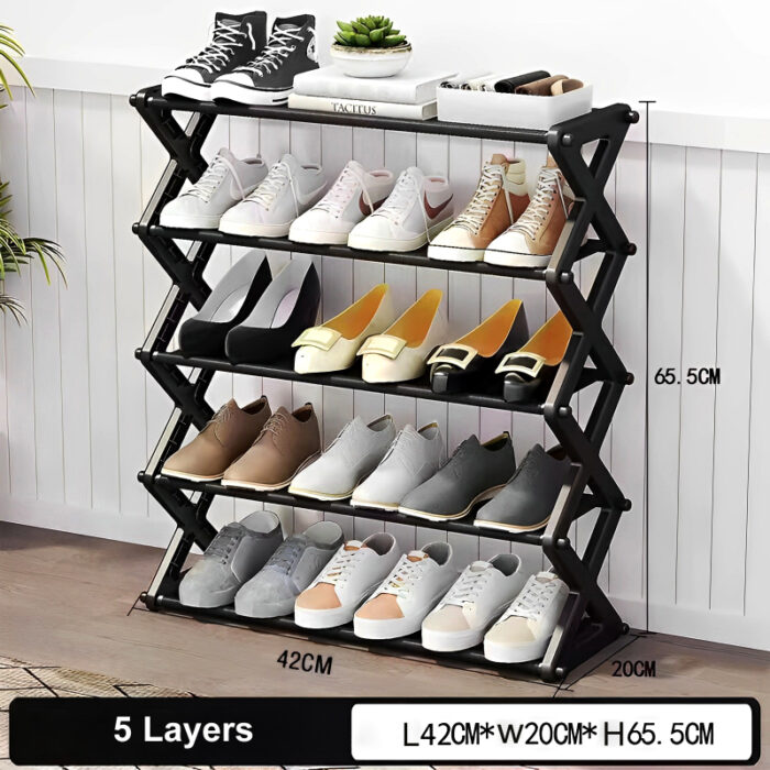 5 Layers X-Type Foldable Fashion Shoe Organizer Stand - Image 2
