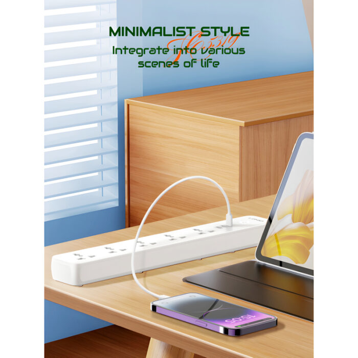 LDNIO SC5319 Power Strip 2500W Multi-Socket Extension With 5 AC Outlets And 3 USB Ports - Image 7