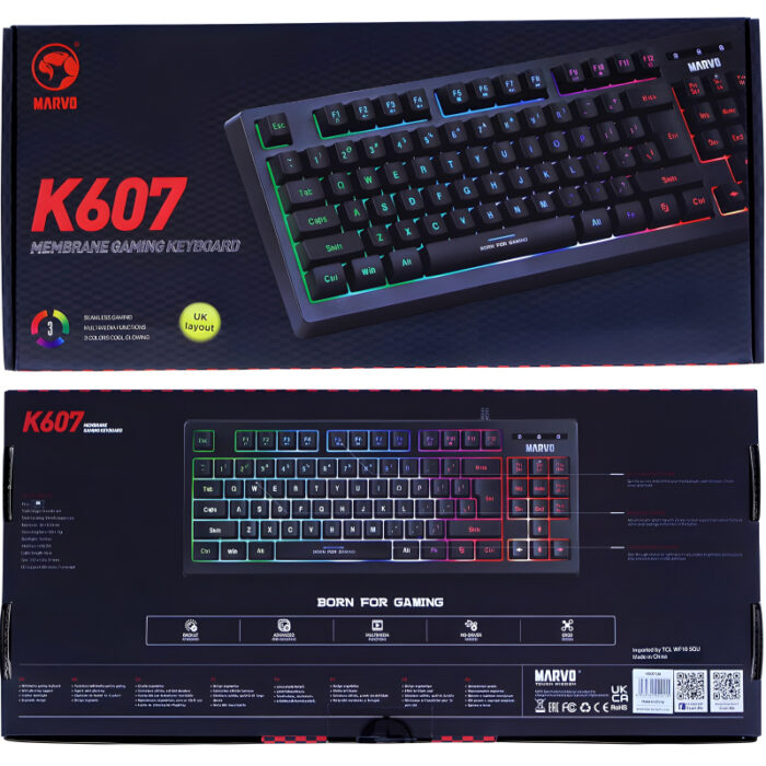 Marvo Scorpion K607 Membrane Gaming Keyboard With 3 RGB Lighting Effects - Image 9