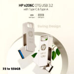 HP x206C USB 3.2 Swing Design Type-C & USB-A Dual Connector OTG Flash Drive with 32GB, 64GB, 128GB and 256GB Capacity