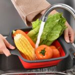 Foldable Silicone Square Drain Basket Collapsible Kitchen Organizer Fruit Vegetable Strainers - Image 8