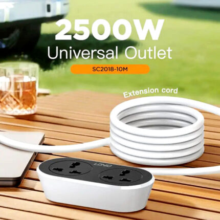 LDNIO SC-2018 10M 2 AC Outlet Universal Extension Power Socket – 2500W Heavy Duty UK Plug