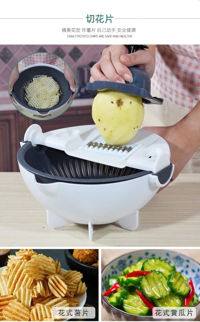 5pcs Multi-Function Vegetable Potato Slicing Shredding Machine Washing Household Grater Draining Basket - Image 2
