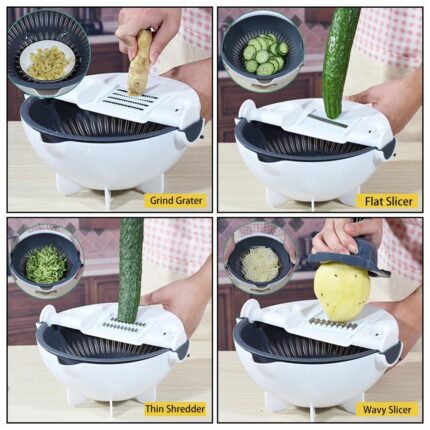 5pcs Multi-Function Vegetable Potato Slicing Shredding Machine Washing Household Grater Draining Basket