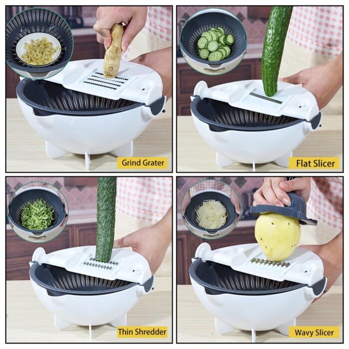 5pcs Multi-Function Vegetable Potato Slicing Shredding Machine Washing Household Grater Draining Basket - Image 1
