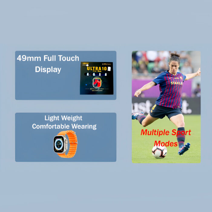 Ultra10 49mm Bluetooth Calling Smart Watch Sleek Design with 10 Interchangeable Straps - Image 10
