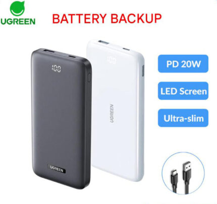 UGREEN PB-200 Ultra-Thin 10,000mAh Power Bank with PD 20W Fast Charging, LED Display, and Trickle Charge