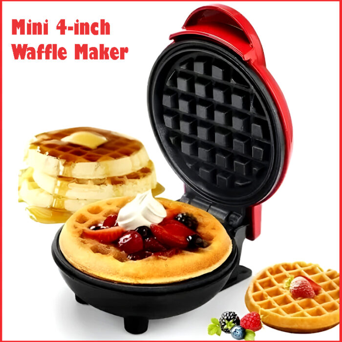 Compact 4-Inch Non-Stick 350-Watt Electric Mini Waffle Maker Machine - Image 1