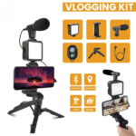 Ay-49 Vlogger Video Making Kits Vlog Microphone Led Fill Light Mini Tripod Mobile Holder – Without Remote - Image 2