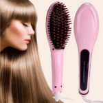 LCD Straightening Fast Smoothing Electric Hair Straightener Brush Ceramic Heating Temperature Display Hair Comb