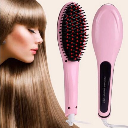 LCD Straightening Fast Smoothing Electric Hair Straightener Brush Ceramic Heating Temperature Display Hair Comb