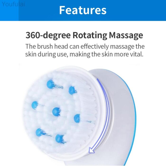 Electric Shower Brush 5 In 1 Spin Spa Multi-Functional Long Handle Bath Scrubber Waterproof Massager Health Care Tool - Image 5