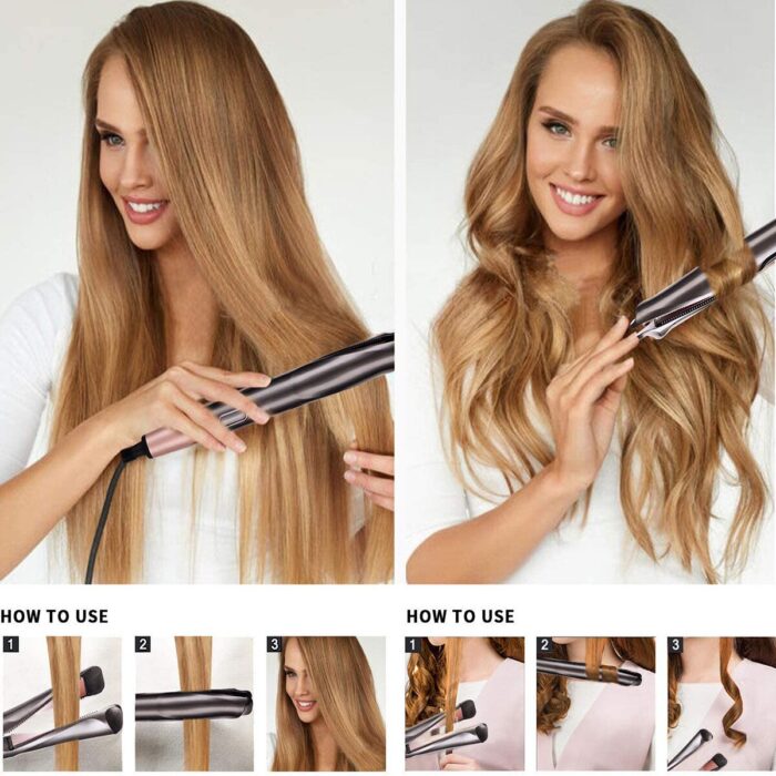2 In 1 Hair Straightener And Curler Iron Tourmaline Ceramic Twisted Flat Iron With LCD Display - Image 4