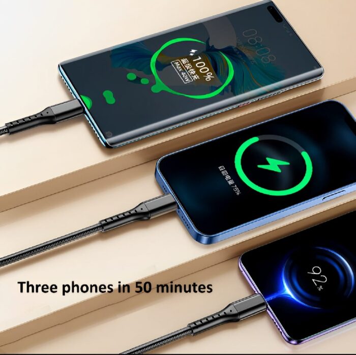 3 In 1 Usb Fast Charging Cable – Lightning, Micro Usb & Type-c | Compatible With Iphone, Android, Xiaomi, Huawei, Samsung, Ipad - Image 1
