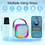 K12 Wireless Audio Microphone Bluetooth Speaker Portable Stereo Speaker Bluetooth Speaker Karaoke Speaker With Double Mic (random Color) - Image 4