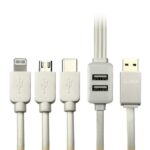 Vizo 5-in-1 Fast Data Cable This 5-in-1 USB cable is designed to provide efficient charging and fast data transfer for multiple devices using a single cable. It comes with a combination of 3 plugs and 2 USB ports, making it compatible with a wide range of devices. Its fast charging capability ensures that your devices are powered up quickly and efficiently. Key Features: Multiple Connectors (3 Plugs): The cable includes 3 different plugs, typically catering to various device types such as: Micro USB USB-C Lightning (for Apple devices) This ensures compatibility with a wide array of smartphones, tablets, and other devices, allowing you to charge different devices without the need for multiple cables. Dual USB Ports (2 USB Ports): The cable features two USB-A ports, allowing you to charge multiple devices simultaneously, without needing additional charging adapters or cables. Fast Charging Technology: The cable supports fast charging, enabling quicker power delivery to compatible devices. This is ideal for users who need to charge their phones, tablets, or other gadgets in a short period. Data Transfer Capability: In addition to charging, the cable supports fast data transfer, which means you can also sync or transfer files between devices, such as smartphones and computers, through the same cable. Universal Compatibility: The Vizo 5-in-1 cable is compatible with a variety of devices, including Android smartphones, Apple devices (iPhone/iPad), and other gadgets that use USB connections. This makes it a one-stop solution for managing the charging needs of different devices. Durability and Safety: The cable is designed with safety features to prevent overcharging or overheating, protecting both your devices and the cable itself. The materials used in construction are often built to last, ensuring longevity even with frequent use. Compact and Convenient Design: The 5-in-1 design helps to reduce cable clutter, making it an excellent choice for those who need a compact, all-in-one solution for charging and data transfer while on the go. Ideal Use Cases: Charging multiple devices simultaneously with a single cable. Transferring data between various devices without the need for multiple cables. Ideal for use at home, in the car, or while traveling. A perfect accessory for users who have devices with different types of charging ports (Micro USB, USB-C, and Lightning). This Vizo 5-in-1 Fast Data Cable offers convenience, speed, and reliability, making it a great accessory for modern tech users who need efficient and versatile charging and data transfer solutions. - Image 3