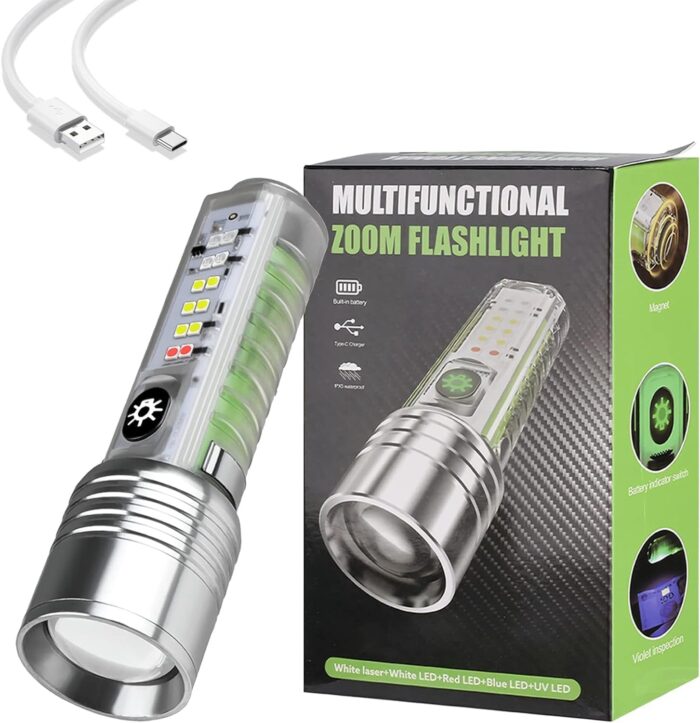520a Super Bright Flashlight Rechargeable Long Range 8 Modes Portable Flashlight For Emergency, Camping, Hiking | Water Proof Flashlight | Zoom Flashlight - Image 2