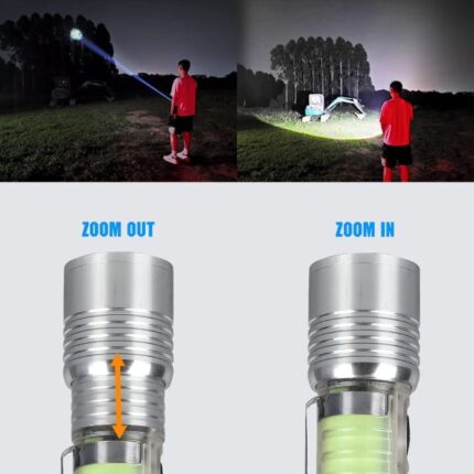 520a Super Bright Flashlight Rechargeable Long Range 8 Modes Portable Flashlight For Emergency, Camping, Hiking | Water Proof Flashlight | Zoom Flashlight