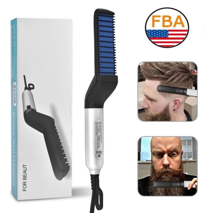 Quick Hair Straightener Brush For Men Multifunctional Styler Comb Mini Electric Hair Tool - Image 4