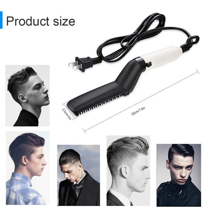 Quick Hair Straightener Brush For Men Multifunctional Styler Comb Mini Electric Hair Tool - Image 5
