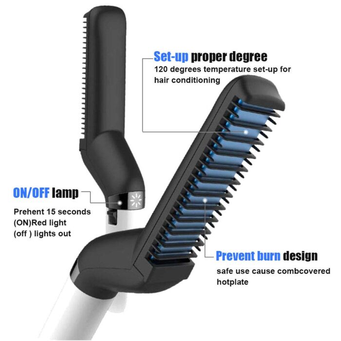 Quick Hair Straightener Brush For Men Multifunctional Styler Comb Mini Electric Hair Tool - Image 2
