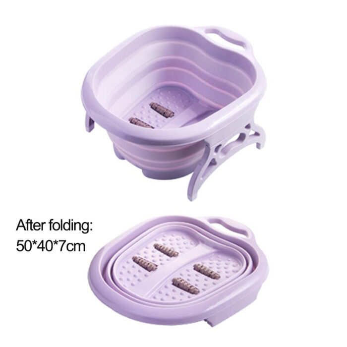 Portable Folding Travel Foot Wash Basin Feet Spa Bubbling Massage Wheel Bath-Tub - Image 3