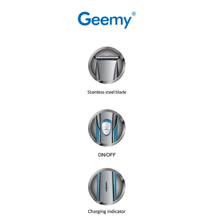 Geemy GM-6571 Zero Adjustable Professional Rechargeable Hair Trimmer Electric Hair Clipper - Image 3