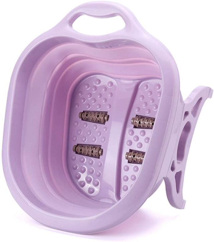 Portable Folding Travel Foot Wash Basin Feet Spa Bubbling Massage Wheel Bath-Tub - Image 4