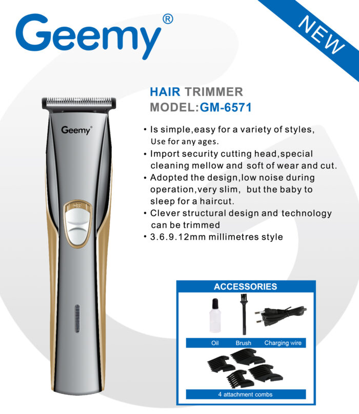 Geemy GM-6571 Zero Adjustable Professional Rechargeable Hair Trimmer Electric Hair Clipper - Image 4