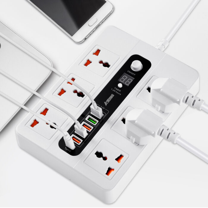 Ultra High Speed Socket Bkl-11 Sockets 5 Usb 1 Bd 2 Meter 3000 Watts Power Socket (random Color) - Image 1