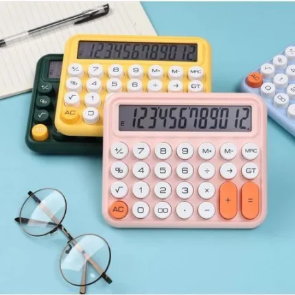 12 Digits Keyboard Style Calculator | Mechanical Buttons For Desktop Financial Accounting Cell Operated (random Color)