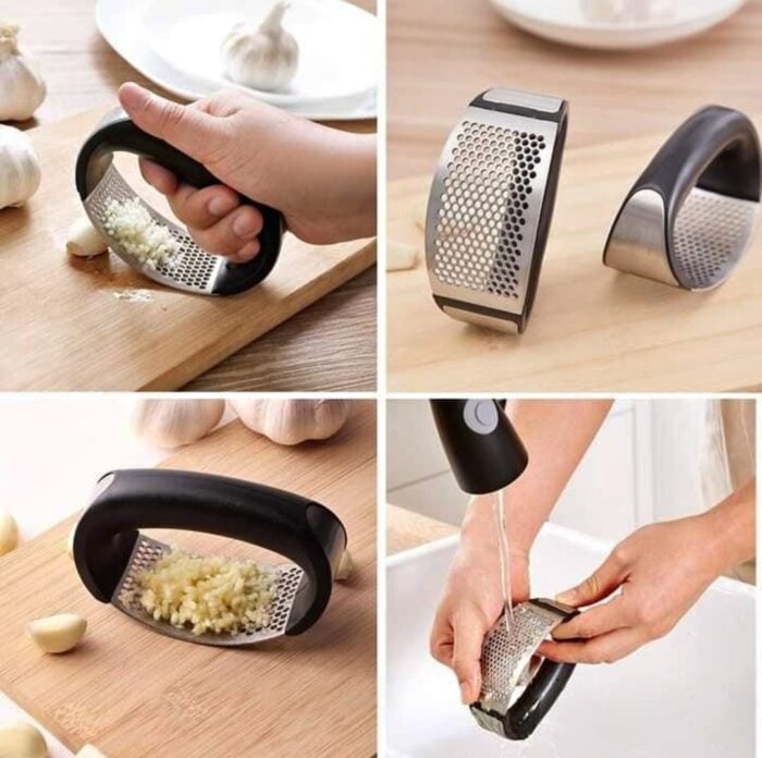Garlic Press Rocker – Stainless Steel Garlic Press, Versatile Garlic Crusher, Easy To Use And Store Garlic Mincer – Effortless Cleanup And Dish Safe Garlic Grater(random Color) - Image 1
