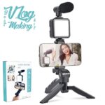 Ay-49 Vlogger Video Making Kits Vlog Microphone Led Fill Light Mini Tripod Mobile Holder – Without Remote