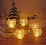 Amber Shine Crystal Tealight Candle Holder For Home And Office Decor Cell Operated - Image 2