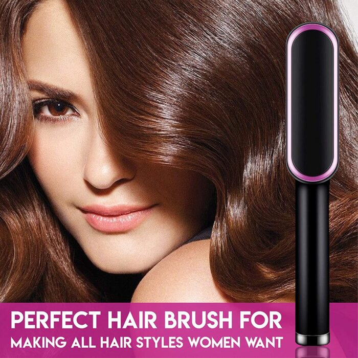 2 In 1 Ionic Straightening Brush With 3 Heat Levels Fast Ceramic Heating Anti-Scald Comb - Image 1