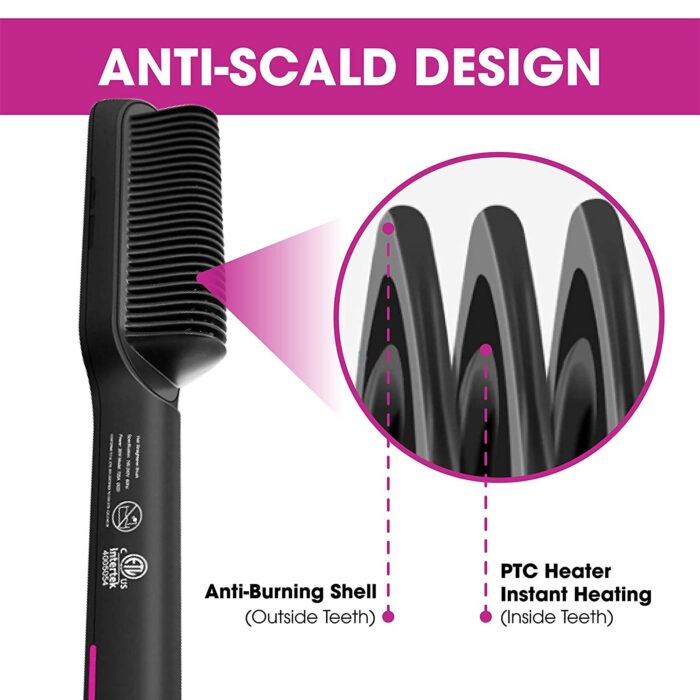 2 In 1 Ionic Straightening Brush With 3 Heat Levels Fast Ceramic Heating Anti-Scald Comb - Image 2